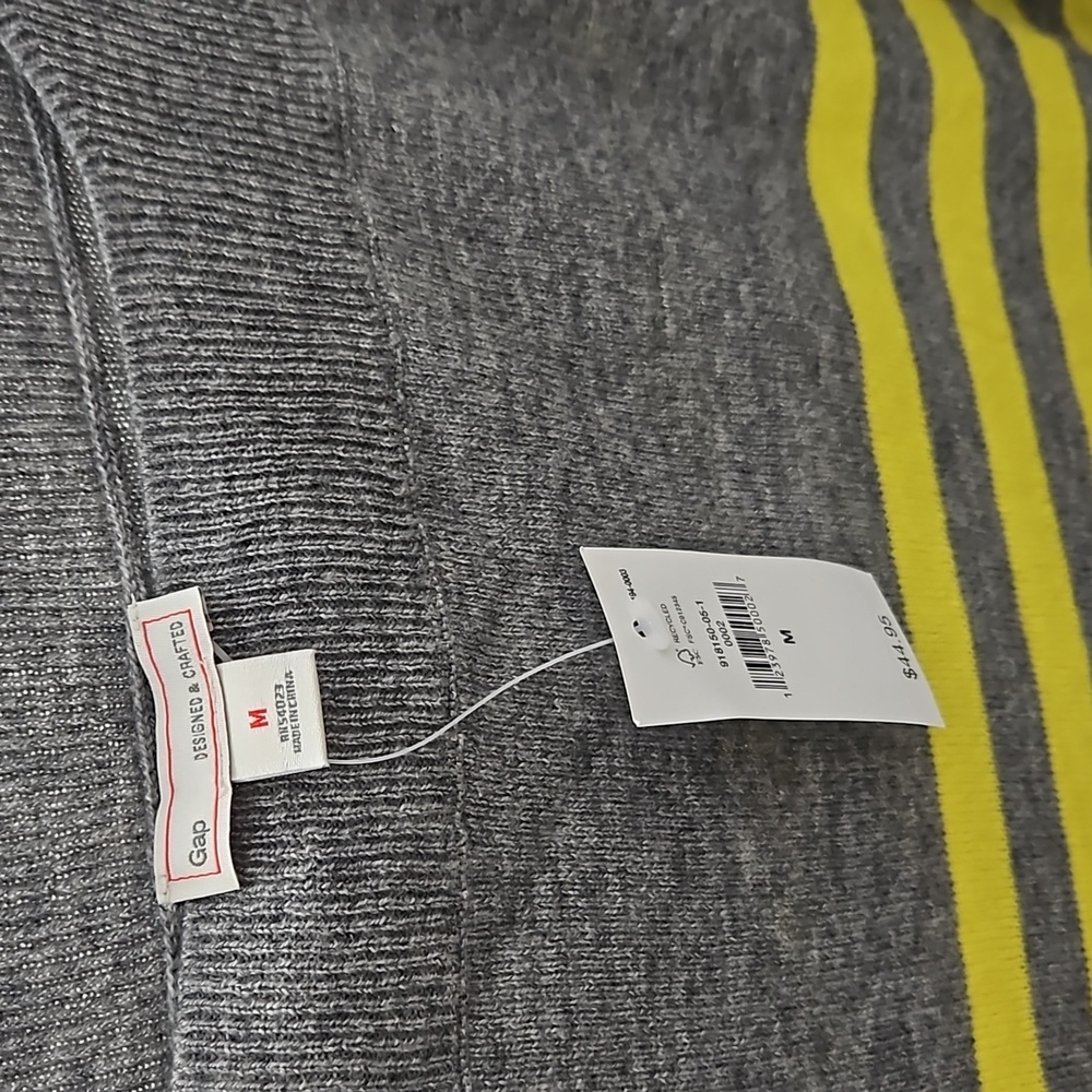 GAP gray and yellow striped light weight sweater. - Picture 2 of 4